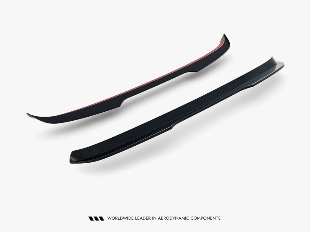 Maxton Design VW Tiguan R-Line MK2 Facelift spoiler cap, black rear exterior accessory for sporty look and enhanced aerodynamics.