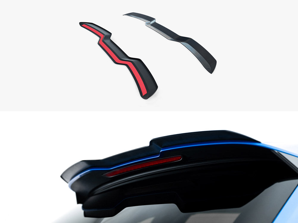 Maxton Design Spoiler Cap V3 for Audi RS3 8V Sportback 2015-2020, body styling accessory in black with sleek finish.