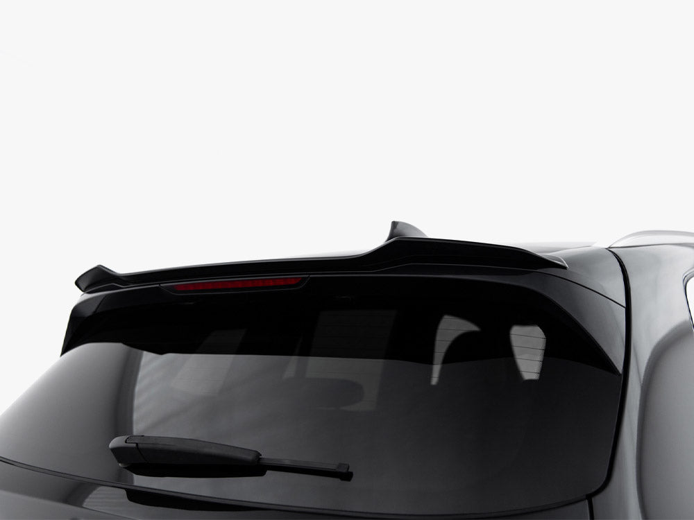 Maxton Design BMW X3 G01 spoiler CAP in black body styling part, designed to enhance vehicle aerodynamics and appearance.