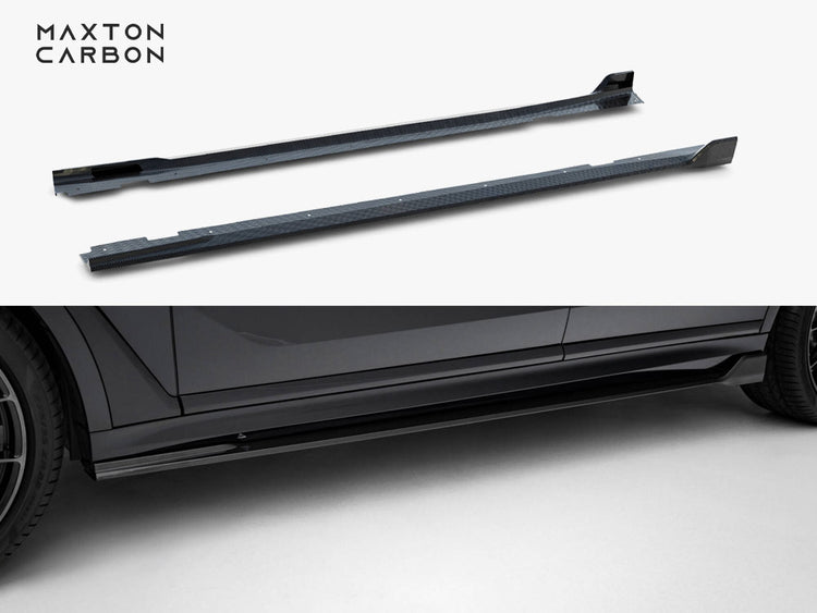 Maxton Design carbon fiber side skirts for BMW X7 M-Pack G07 facelift, body and styling enhancement, high-quality prepreg carbon fiber