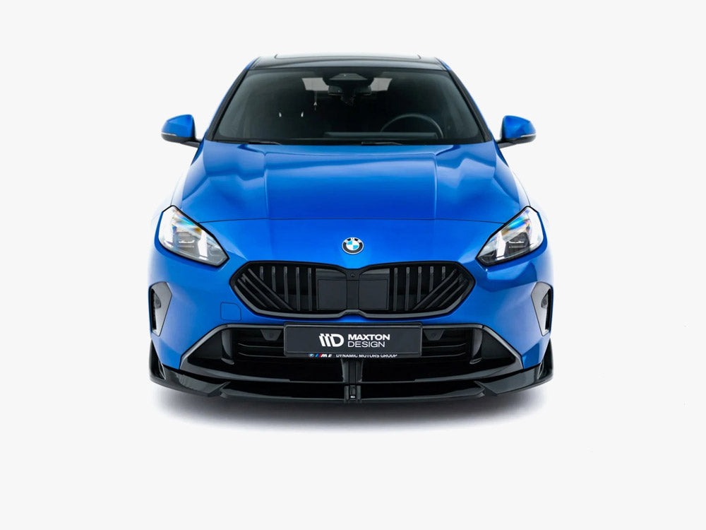 Maxton Design BMW M235i Gran Coupe front splitter in black, styled for the F74 M-Pack body kit, enhancing sporty appearance.