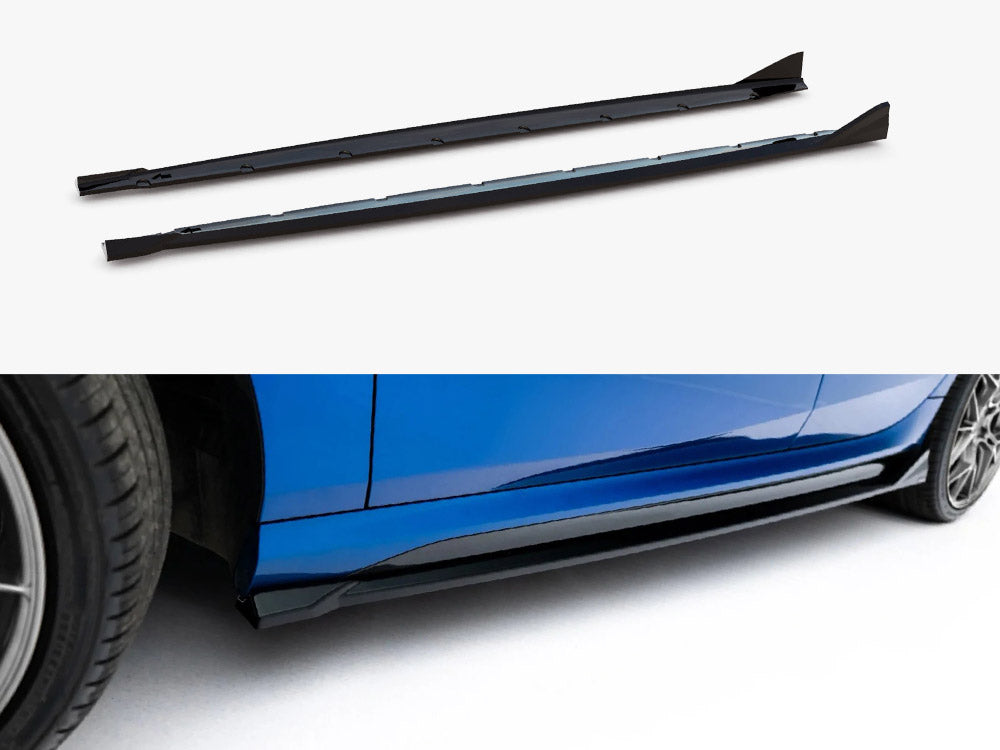 Maxton Design BMW 2 M235i Gran Coupe F74 side skirt diffusers in black, enhancing sporty body styling and aerodynamics.