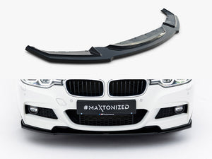 Maxton Design front splitter for BMW 3 M-Sport F30 and F30 facelift, made of durable material, shown installed on vehicle.