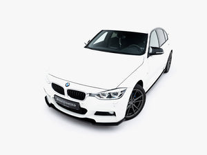 Maxton Design front splitter for BMW 3 M-Sport F30 and F30 facelift, made of durable material, installed on the car's front bumper.