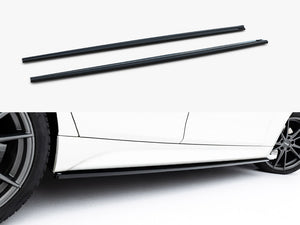 Maxton Design BMW 3 Series F30 M-Sport side skirt diffusers in black, enhancing sporty exterior styling of the F30 model.