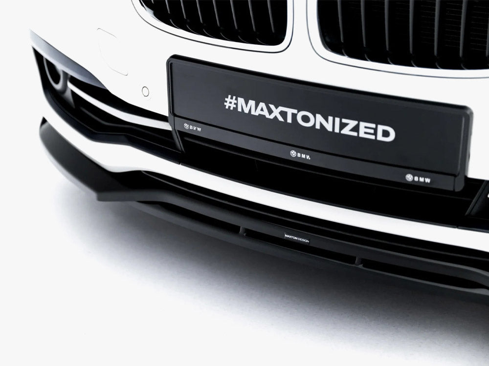 Maxton Design BMW 3 Series F30 F31 front splitter in black, enhancing sporty sedan and touring styling with aerodynamic design