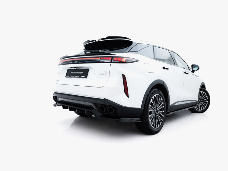 Maxton Design Omoda 9 Mk1 rear splitter with vertical bars, made of durable body and styling material for enhanced aerodynamics.