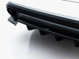 Maxton Design rear splitter with vertical bars for Omoda 9 Mk1, automotive body styling accessory in black finish.