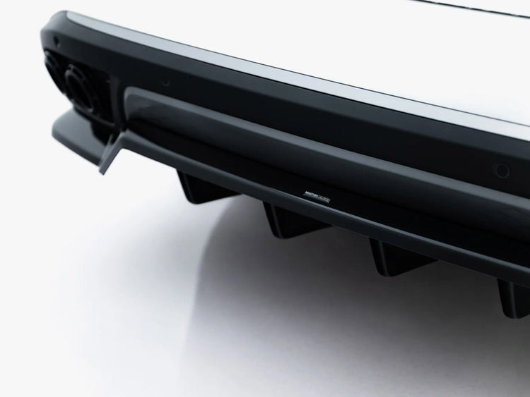 Maxton Design rear splitter with vertical bars for Omoda 9 Mk1, automotive body styling accessory in black finish.
