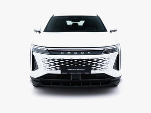 Maxton Design front splitter for Omoda 9 Mk1, body and styling accessory, black aerodynamic car part with mounting points