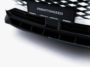 Maxton Design front splitter for Omoda 9 Mk1, body and styling accessory, showcasing sleek aerodynamic design on a white vehicle.