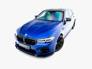 Maxton Design BMW M5 F90 facelift front splitter V.1 in black, designed for sporty styling and improved aerodynamics.