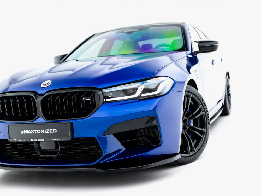 Maxton Design BMW M5 F90 Facelift 2020+ front splitter in black, part of MAXTON® DESIGN body and styling accessories.