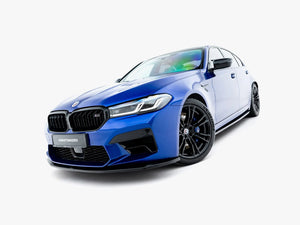 Maxton Design BMW M5 F90 Front Splitter V.3 in black, enhances aerodynamics and sporty look for BMW M5 F90 facelift model.