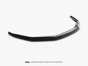 Maxton Design BMW M5 F90 Facelift front splitter V.3, black aerodynamic body styling accessory for improved front end appearance.