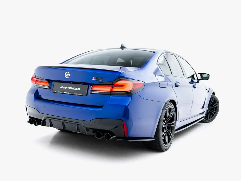 Maxton Design BMW M5 F90 Full Body Kit, front and side view, showcasing aerodynamic styling and custom body enhancements.