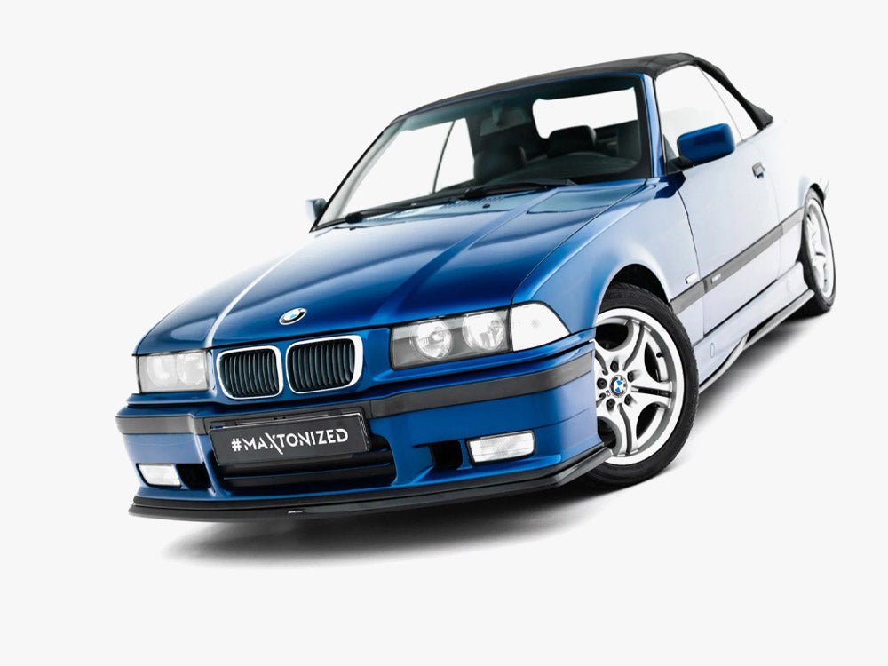 Maxton Design V.3 front splitter for BMW M3 E36 coupe and cabrio, body and styling accessory, black aerodynamic front splitter.