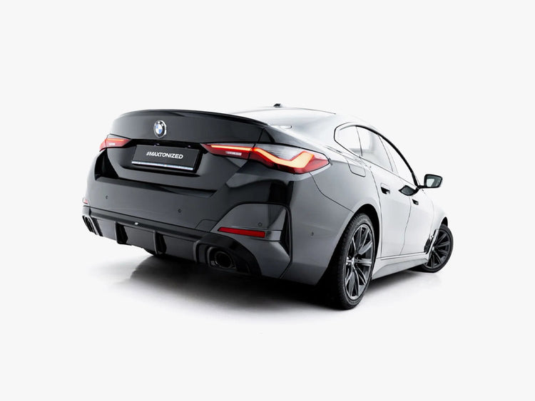 Maxton Design BMW 4 Series G26 M-Pack rear valance body styling part in black, designed for BMW 4 Gran Coupe G26 models.