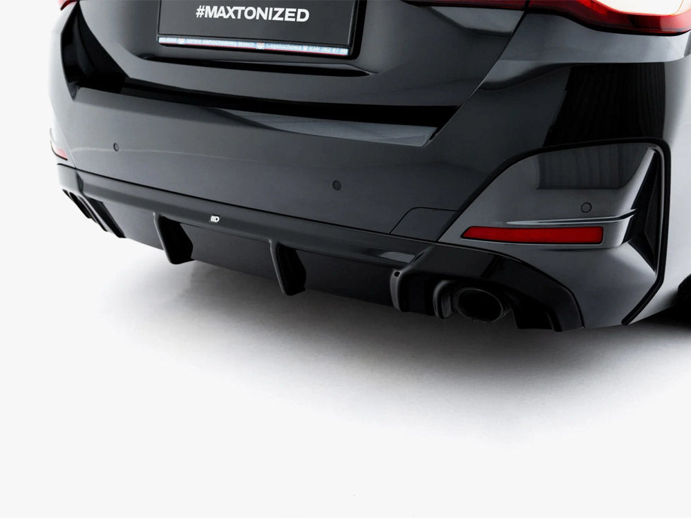 Maxton Design BMW 4 Series G26 M-Pack rear valance for body and styling, showcasing the black aerodynamic design.