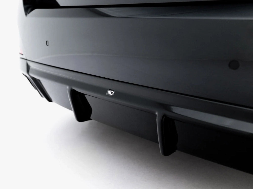 Maxton Design BMW 4 Series G26 M-Pack rear valance in black, designed for sporty body styling and aerodynamic enhancement.