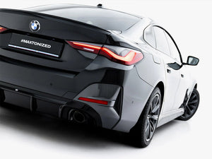 Maxton Design BMW 4 Series G26 M-Pack rear valance body styling part in black with aerodynamic design features.