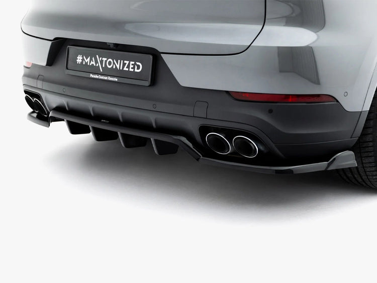Maxton Design rear splitter with vertical bars for Porsche Cayenne Mk3 facelift SUV and coupe, body and styling accessory