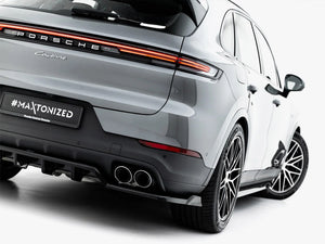 Maxton Design rear splitter with vertical bars for Porsche Cayenne Mk3 Facelift SUV and Coupe, enhancing body styling.