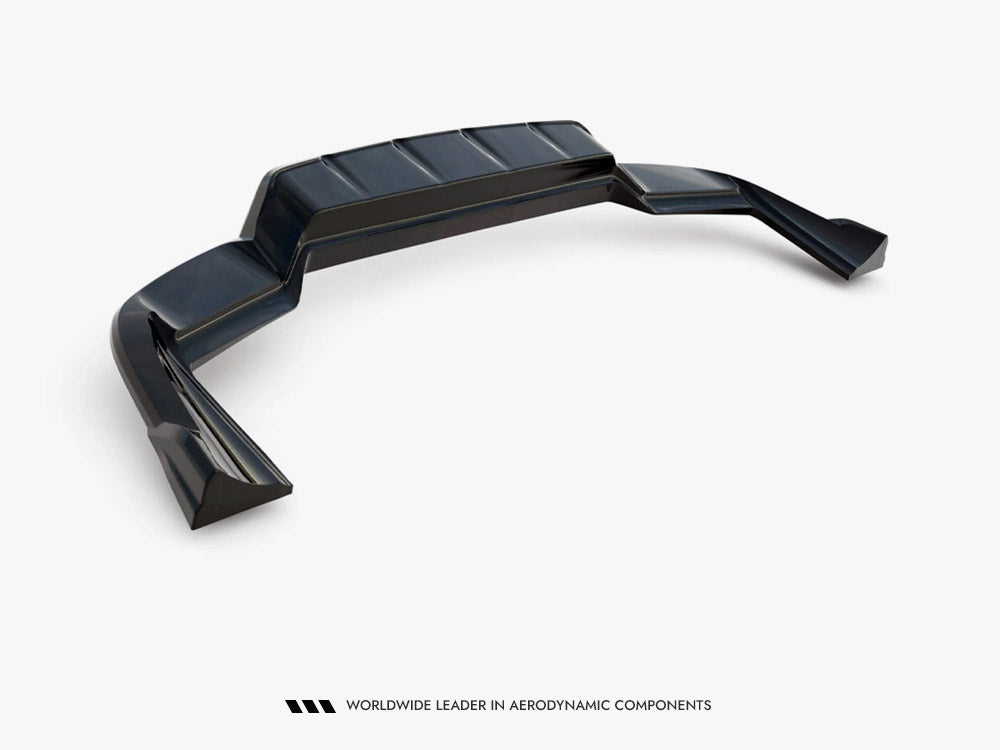 Maxton Design rear splitter with vertical bars installed on a Porsche Cayenne SUV or Coupe Mk3 Facelift, enhancing body styling.