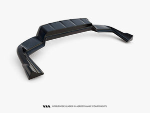 Maxton Design rear splitter with vertical bars installed on a Porsche Cayenne SUV or Coupe Mk3 Facelift, enhancing body styling.