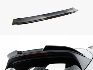 Maxton Design CAP 3D spoiler for Porsche Cayenne SUV Mk3 Facelift, body and styling part in black with aerodynamic design.