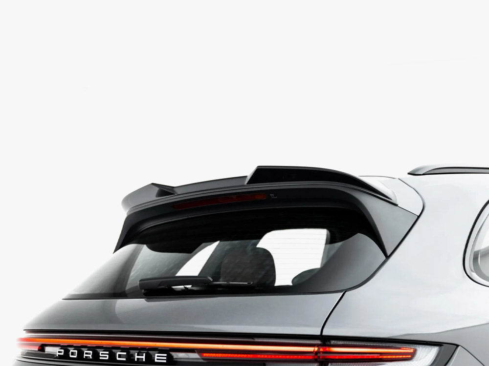 Maxton Design 3D Porsche Cayenne SUV Mk3 Facelift spoiler, body and styling accessory, in black with aerodynamic design.