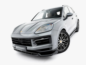 Maxton Design front splitter for Porsche Cayenne SUV and Coupe Mk3 Facelift, stylish body and styling enhancement.