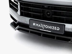 Maxton Design front splitter for Porsche Cayenne SUV and Coupe Mk3 Facelift, body and styling accessory, black aerodynamic design