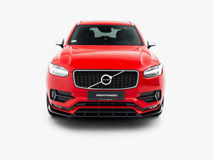 Maxton Design front splitter for Volvo XC90 R-Design Mk2, body styling accessory, black aerodynamic car part.