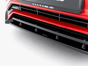 Maxton Design front splitter for Volvo XC90 R-Design Mk2, stylish body and styling accessory, black aerodynamic car part.