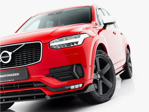 Maxton Design front splitter for Volvo XC90 R-Design Mk2, black body styling accessory enhancing sporty appearance.