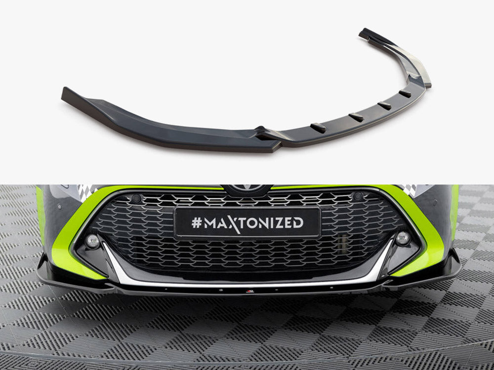 Maxton Design front splitter for Toyota Corolla GR Sport hatchback XII, body and styling accessory, black aerodynamic automotive part