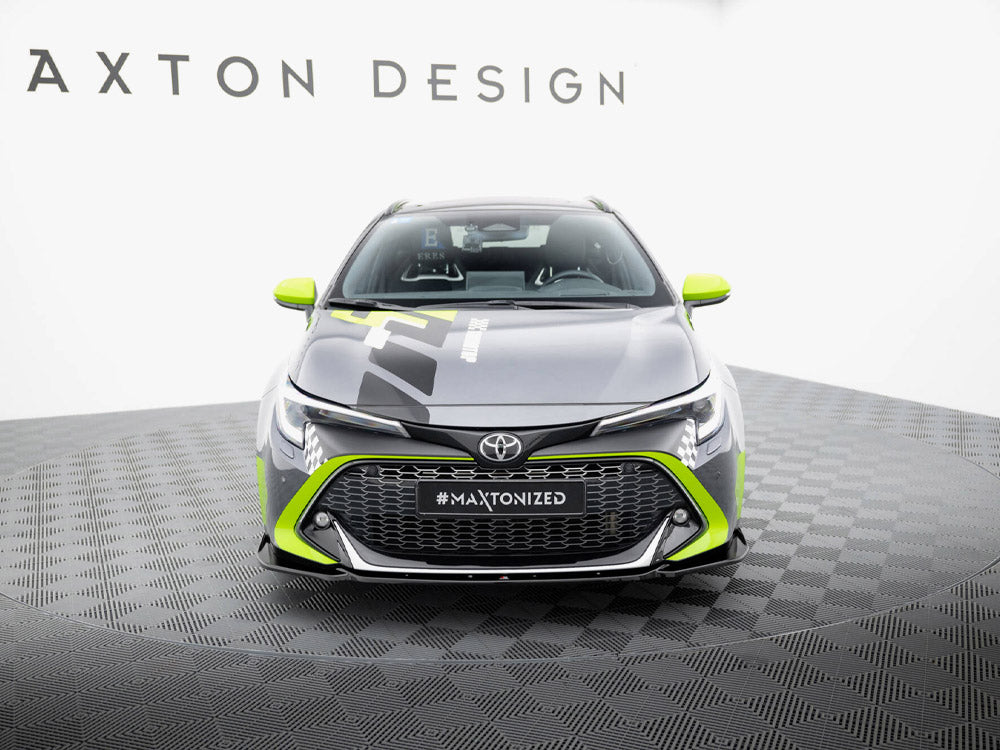 Maxton Design front splitter for Toyota Corolla GR Sport hatchback, body styling accessory, fits 2019 and later models.