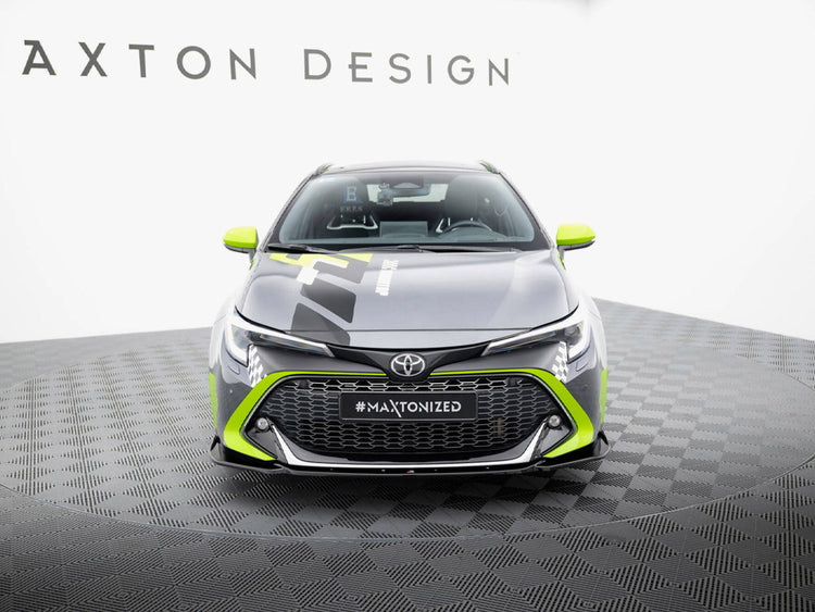 Maxton Design front splitter for Toyota Corolla GR Sport hatchback, body styling accessory, fits 2019 and later models.