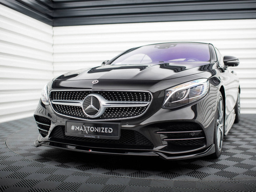 Maxton Design Mercedes-Benz S Coupe AMG-Line C217 full body kit, including front and rear bumper enhancements, in black finish.