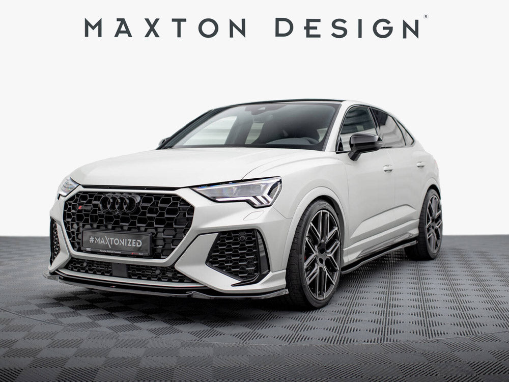 Maxton Design full body kit for Audi RSQ3 Sportback F3, including front and rear bumper enhancements, in black finish.