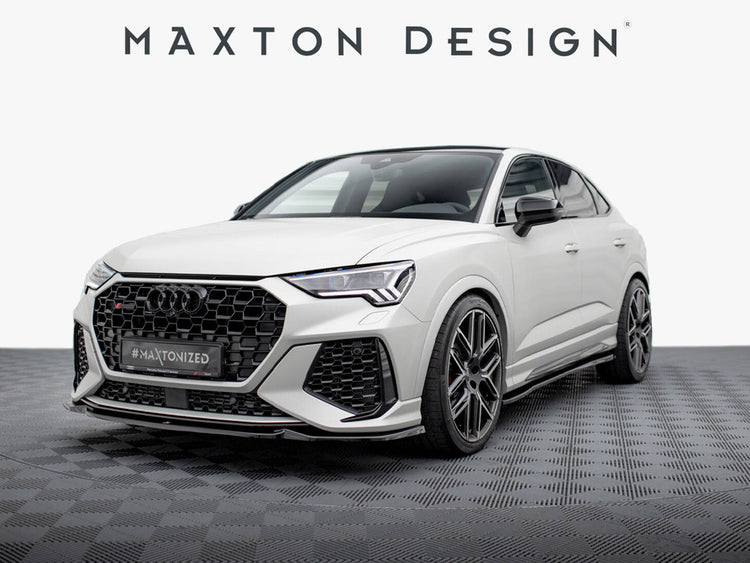 Maxton Design full body kit for Audi RSQ3 Sportback F3, including front and rear bumper enhancements, in black finish.