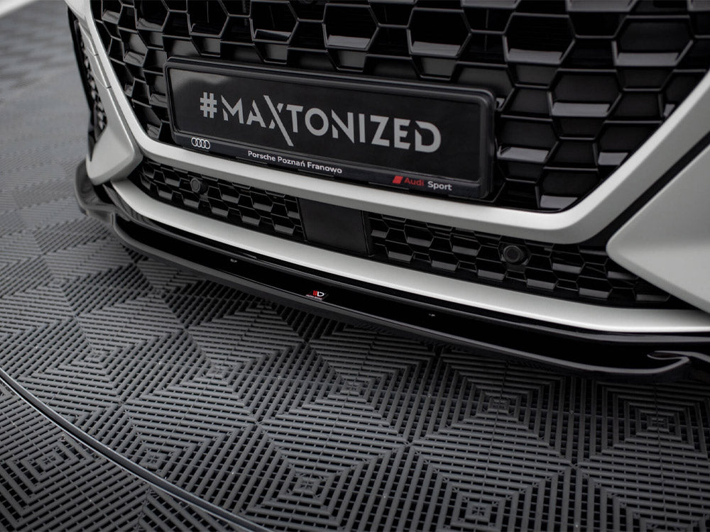 Maxton Design full body kit for Audi RSQ3 Sportback F3, showing front and rear bumper extensions and side skirts in black.