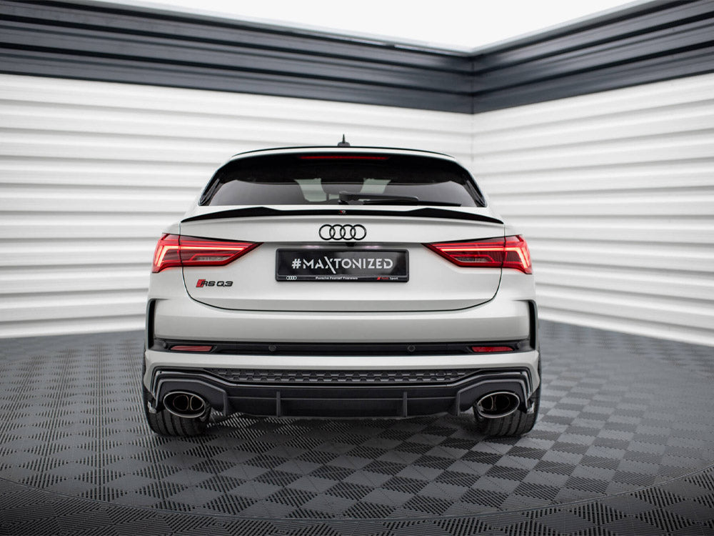 Maxton Design full body kit for Audi RSQ3 Sportback F3, featuring sleek aerodynamic body and styling components in black finish.
