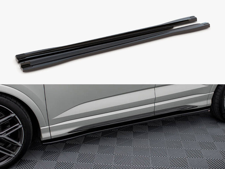 Maxton Design full body kit for Audi RSQ3 Sportback F3, including front and rear bumper modifications and side skirts.