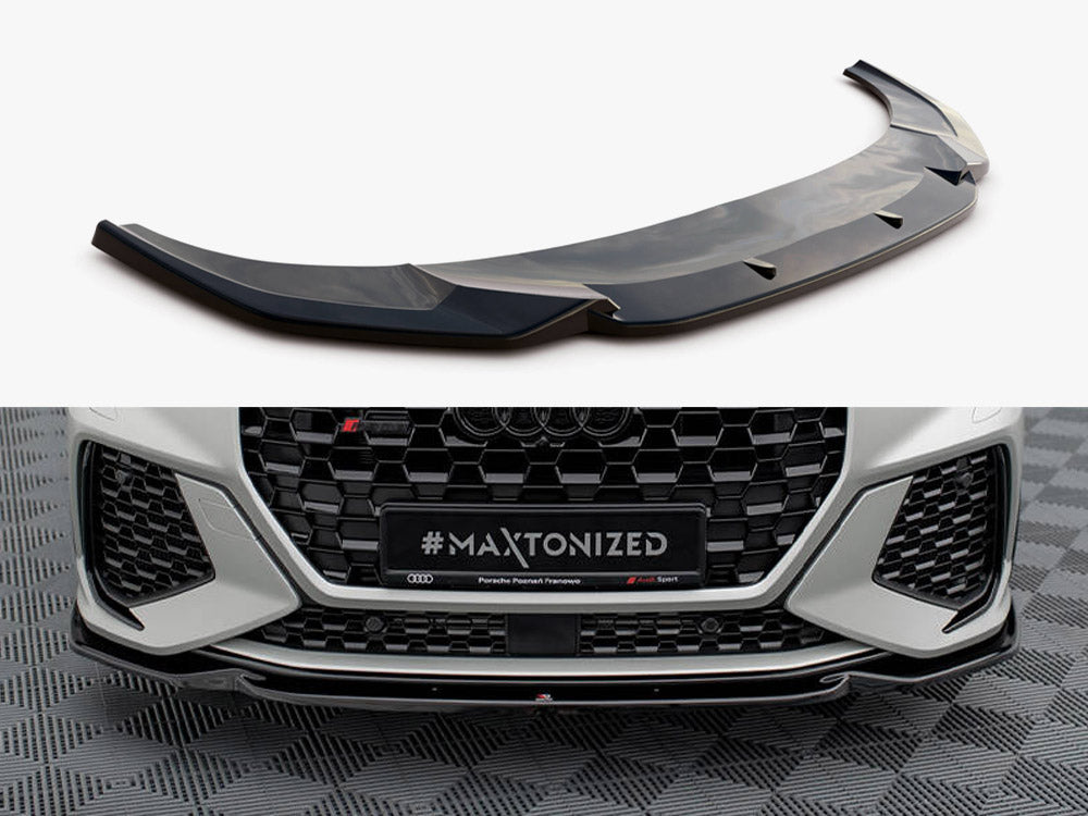 Maxton Design full body kit for Audi RSQ3 Sportback F3, including front bumper, side skirts, and rear diffuser, in black finish.