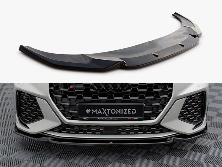 Maxton Design full body kit for Audi RSQ3 Sportback F3, including front bumper, side skirts, and rear diffuser, in black finish.