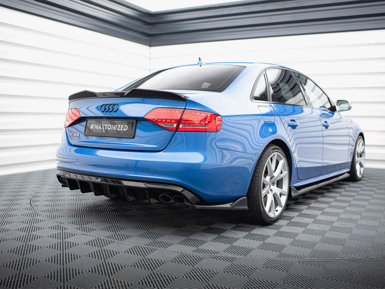 Maxton Design full body kit for Audi S4 Sedan B8, including front and rear bumpers, side skirts, and styling components.