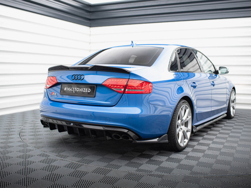 Maxton Design full body kit for Audi S4 Sedan B8, featuring aerodynamic front and rear bumpers with sleek styling details.