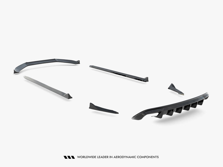 Maxton Design full body kit for Audi S4 Sedan B8, including front and rear bumper extensions and side skirts, in black finish.